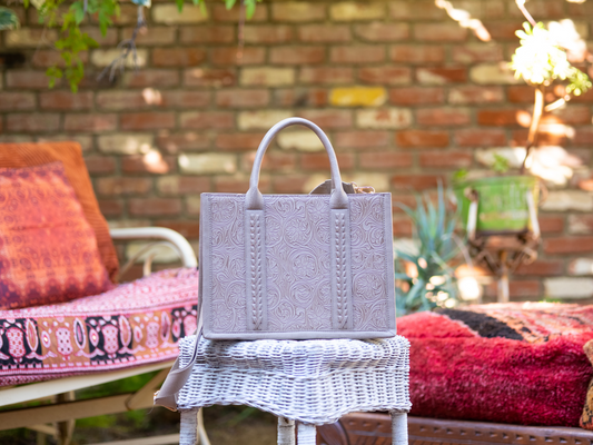 BETTE Paisley Embossed/Tooled Vegan Leather Tote with Wallet Set
